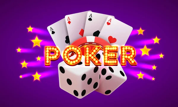 Címke póker, kaszinó banner jelzőtábla háttér. — Stock Vector