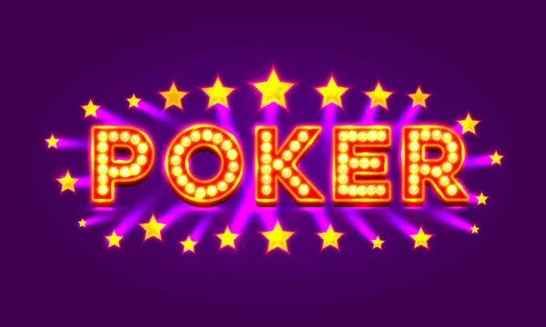 Etiqueta de póquer, casino banner letrero fondo . — Vector de stock