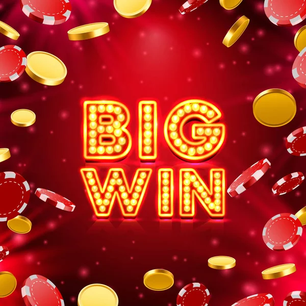 Big win casino signboard, game banner design. — Stock Vector