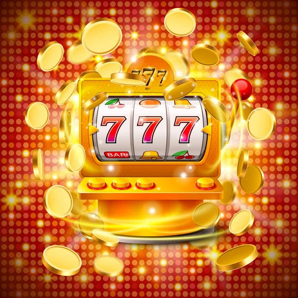 Goldener Spielautomat gewinnt den Jackpot. — Stockvektor
