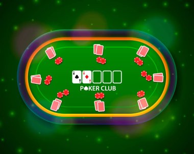 Poker masasında kartları ve cips arka plan ile.