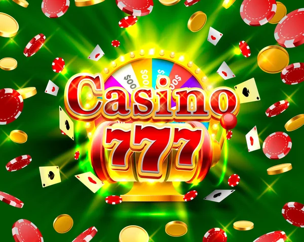 Casino 777 grandes ranuras de ganar y bandera de la fortuna . — Archivo Imágenes Vectoriales