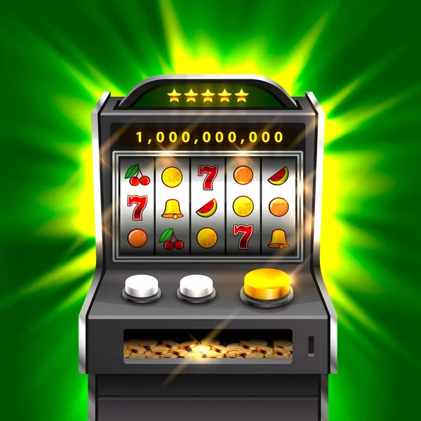 3d Spielautomat gewinnt den Jackpot. — Stockvektor
