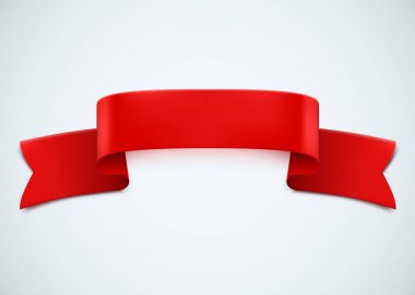 Gerçekçi kırmızı kurdele beyaz arka plan üzerinde.