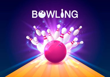 Bowling club poster parlak arka plan ile.