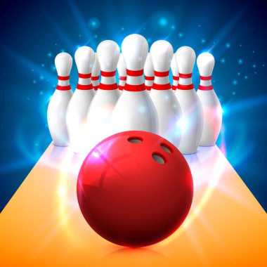 Bowling club poster parlak arka plan ile.
