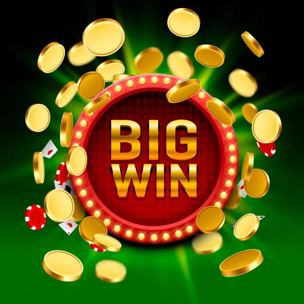Büyük kazanmak casino tabela, oyun banner tasarımı. — Stok Vektör