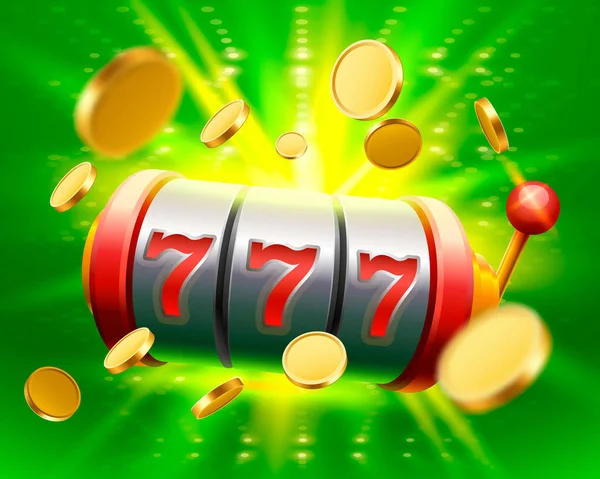 Großer Gewinn Spielautomaten 777 Banner Casino. — Stockvektor