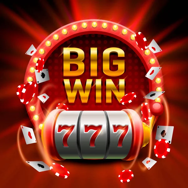 Großer Gewinn Spielautomaten 777 Banner Casino. — Stockvektor