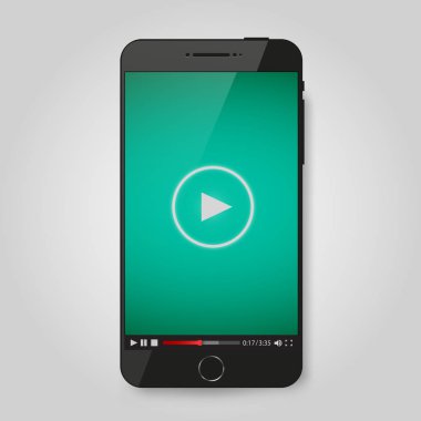 Gerçekçi Modern telefon. Ekranda video oynatıcı.