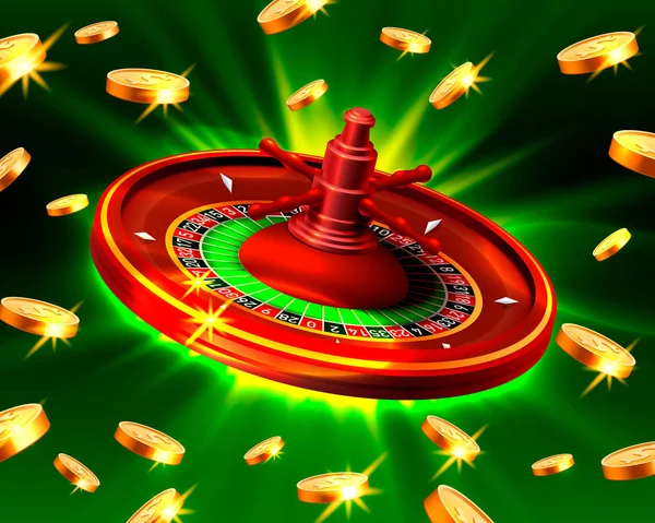Casino roulette gros gain pièces fond. — Image vectorielle