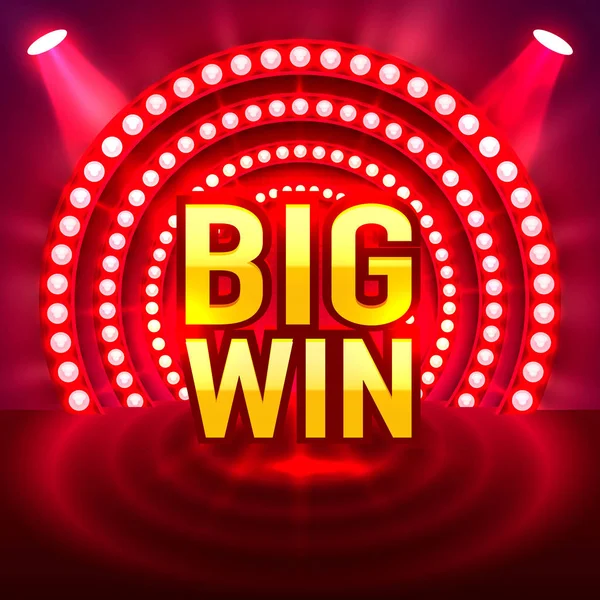 Big win casino skylt, spel banner design. — Stock vektor
