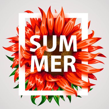 Gerçekçi güzel çiçek çerçeve. Kırmızı çiçek afiş. Yaz veya bahar kavramı.