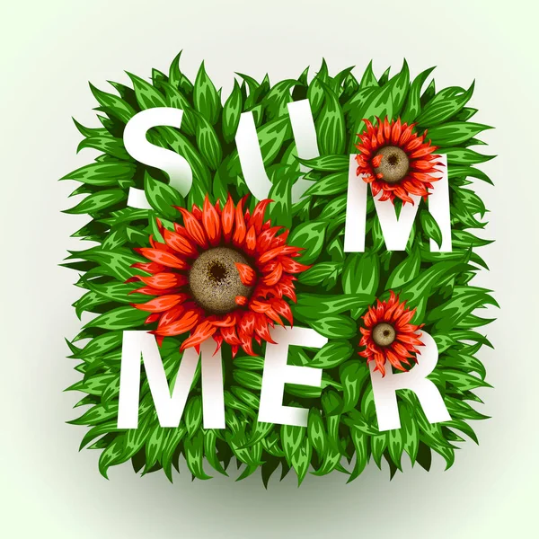 Frame met realistische mooie bloem. Rode bloem banner. Zomer of lente concept. — Stockvector