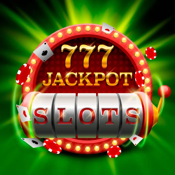 Casino van "slots" jackpot 777 uithangbord. — Stockvector