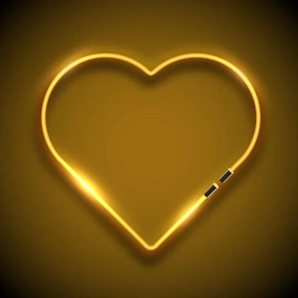 Luminoso segno al neon in forma di cuore. Segno di cuore retrò al neon. Buon San Valentino concetto . — Vettoriale Stock