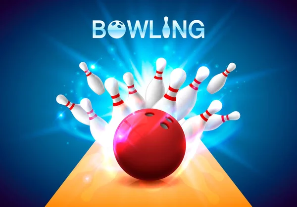 Bowling club poster parlak arka plan ile. — Stok Vektör