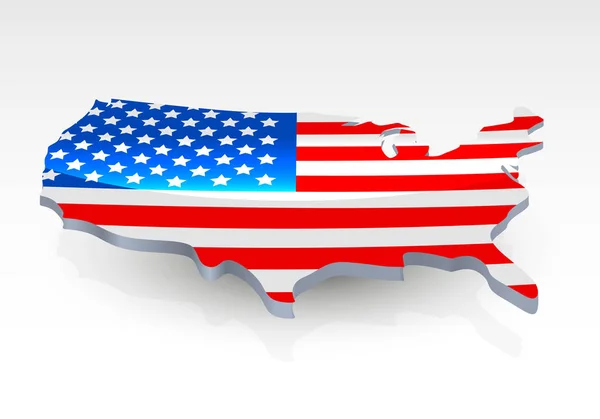 USA 3d flagga i form av karta. — Stock vektor