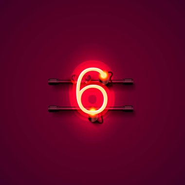 6, tabela altı Neon şehir yazı tipi işareti sayısı.