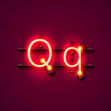 Neon yazı tipi harf q, sanat tasarım singboard.