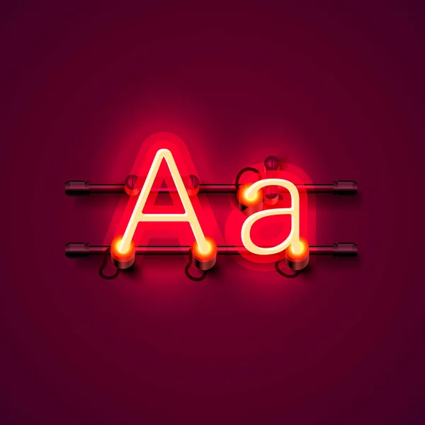 Neonové písmo písmeno a, umění design singboard. — Stockový vektor
