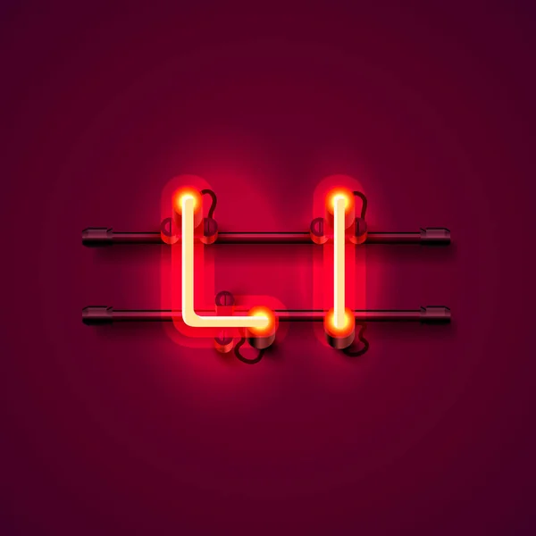 Neon lettertype alfabet l, kunst ontwerp singboard. — Stockvector