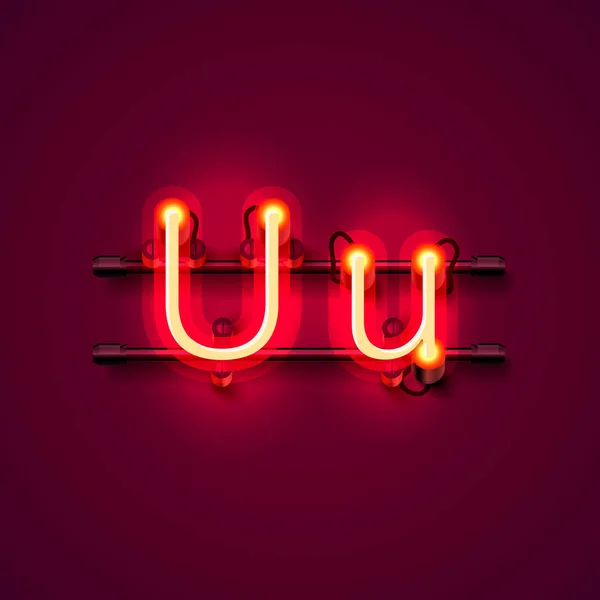 Neon yazı tipi harf u, sanat tasarım singboard. — Stok Vektör