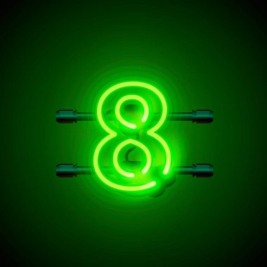 Neon şehir yazı tipi işaret 8, tabela sekiz numara.