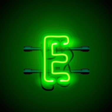 Neon yazı tipi harf e, sanat tasarım singboard.