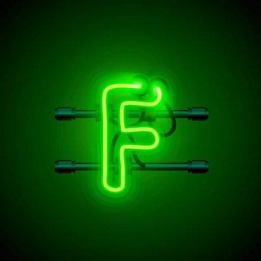 Neon yazı tipi harf f, sanat tasarım singboard.