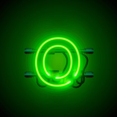 Neon yazı tipi harf o, sanat tasarım singboard.