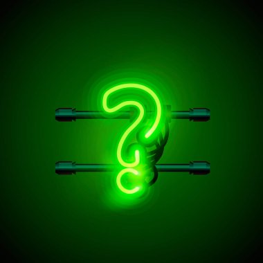 Neon yazı tipi mektup soru işareti sanat tasarım.