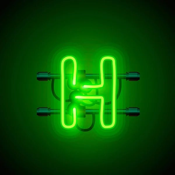 Neon teckensnitt bokstaven h, konst design singboard. — Stock vektor