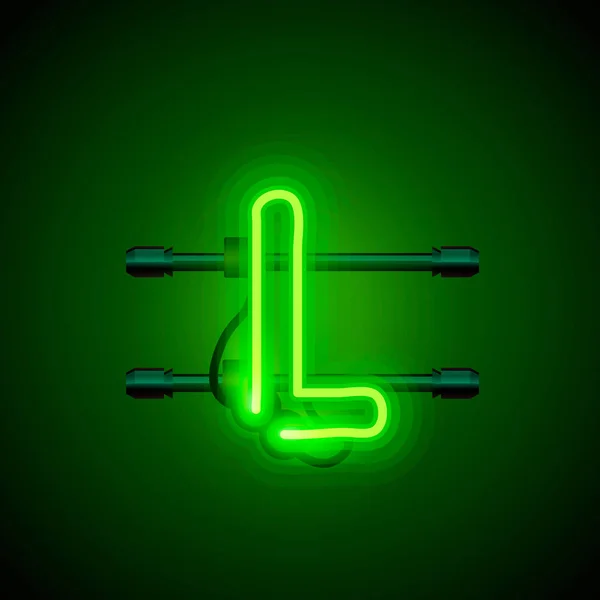 Neon lettertype alfabet l, kunst ontwerp singboard. — Stockvector