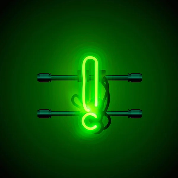 Neon teckensnitt brev exklamatorisk sign art design. — Stock vektor