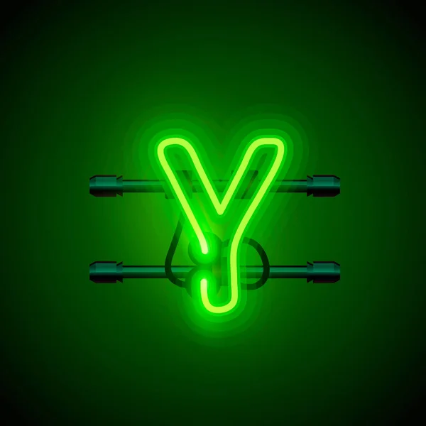 Neon font letter y, art design singboard. — Stock Vector