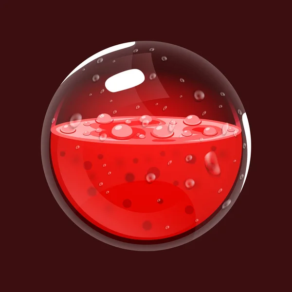 Esfera de sangre. Icono del juego del orbe mágico. Interfaz para el juego RPG o Match3. Sangre o vida. Variante grande . — Vector de stock