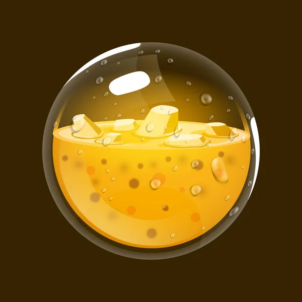 Esfera de oro. Icono del juego del orbe mágico. Interfaz para el juego RPG o Match3. Oro. Variante grande . — Vector de stock