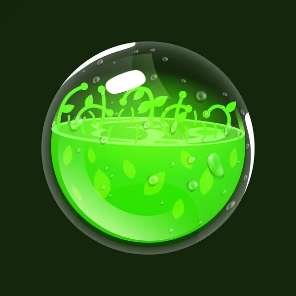 Esfera de la vida. Icono del juego del orbe mágico. Interfaz para el juego RPG o Match3. Salud o naturaleza. Variante grande . — Vector de stock