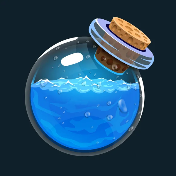 Bottle of water. Game icon of magic elixir. Interface for rpg or match3