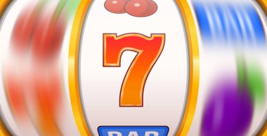 Altın slot makinesidir ikramiye kazanır. Tekerlekler döner.