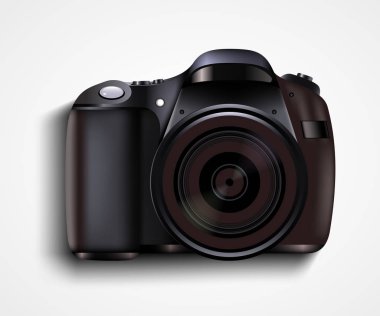 Gerçekçi fotoğraf makinesi. Profesyonel fotoğraf stüdyosu kavramı.