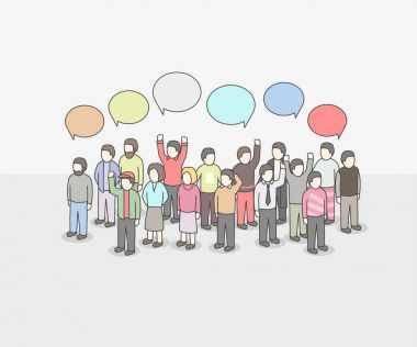 İş sosyal ağ iletişimi ve iletişim kavramı.