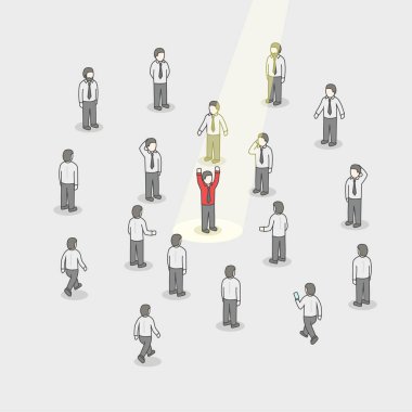 İşadamı bir projektör. İnsan kaynakları ve işe alım. İş adamları kavramı kiralık.