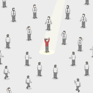 İşadamı bir projektör. İnsan kaynakları ve işe alım. İş adamları kavramı kiralık.