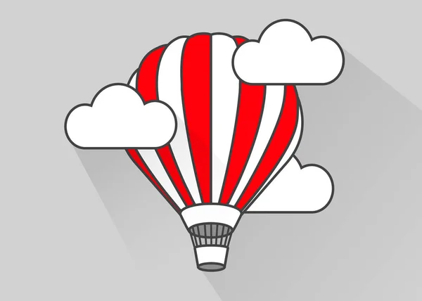 Flat air balloon in flight. Simple style. — Stock Vector