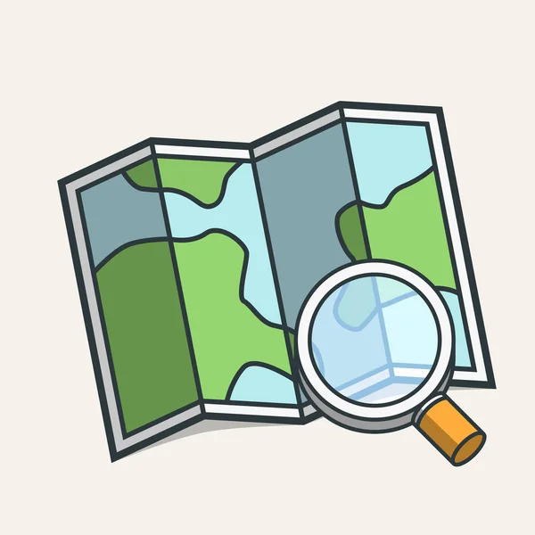 Magnifying glass on map icon. Travel concept. Modern design. — Stock Vector
