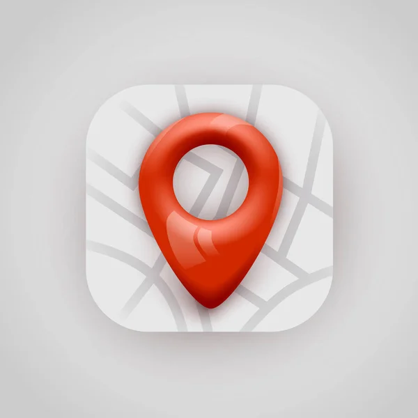 Červená mapa pin ukazatel na mapě. Moderní aplikace ikona. — Stockový vektor