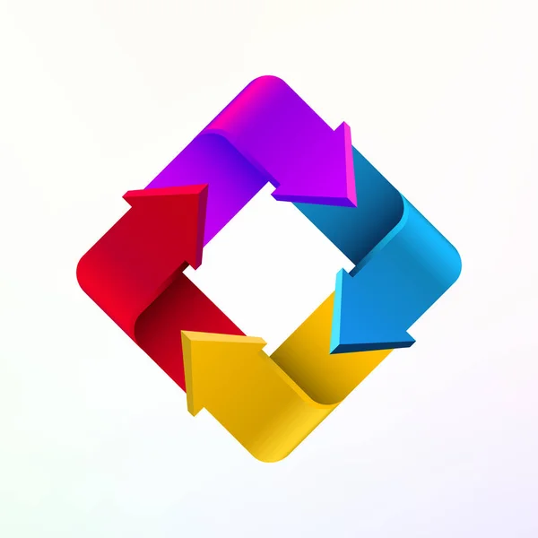 四角形のロゴの形のカラフルな矢印。企業ロゴのコンセプト. — ストックベクタ
