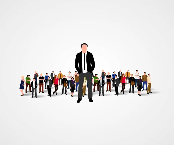 Real Leader - Business Man in crowd — Stock Vector